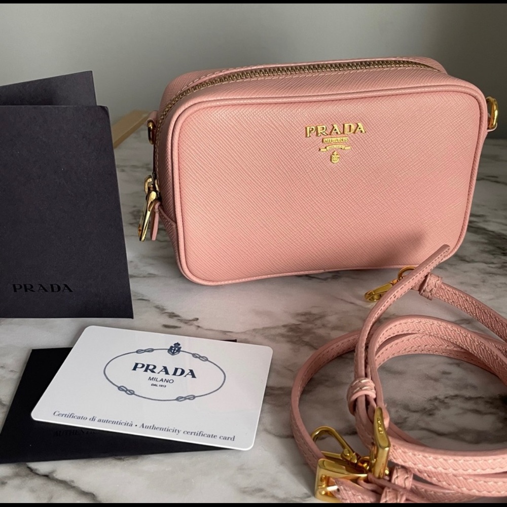PINK PRADA CAMERA MINI BAG